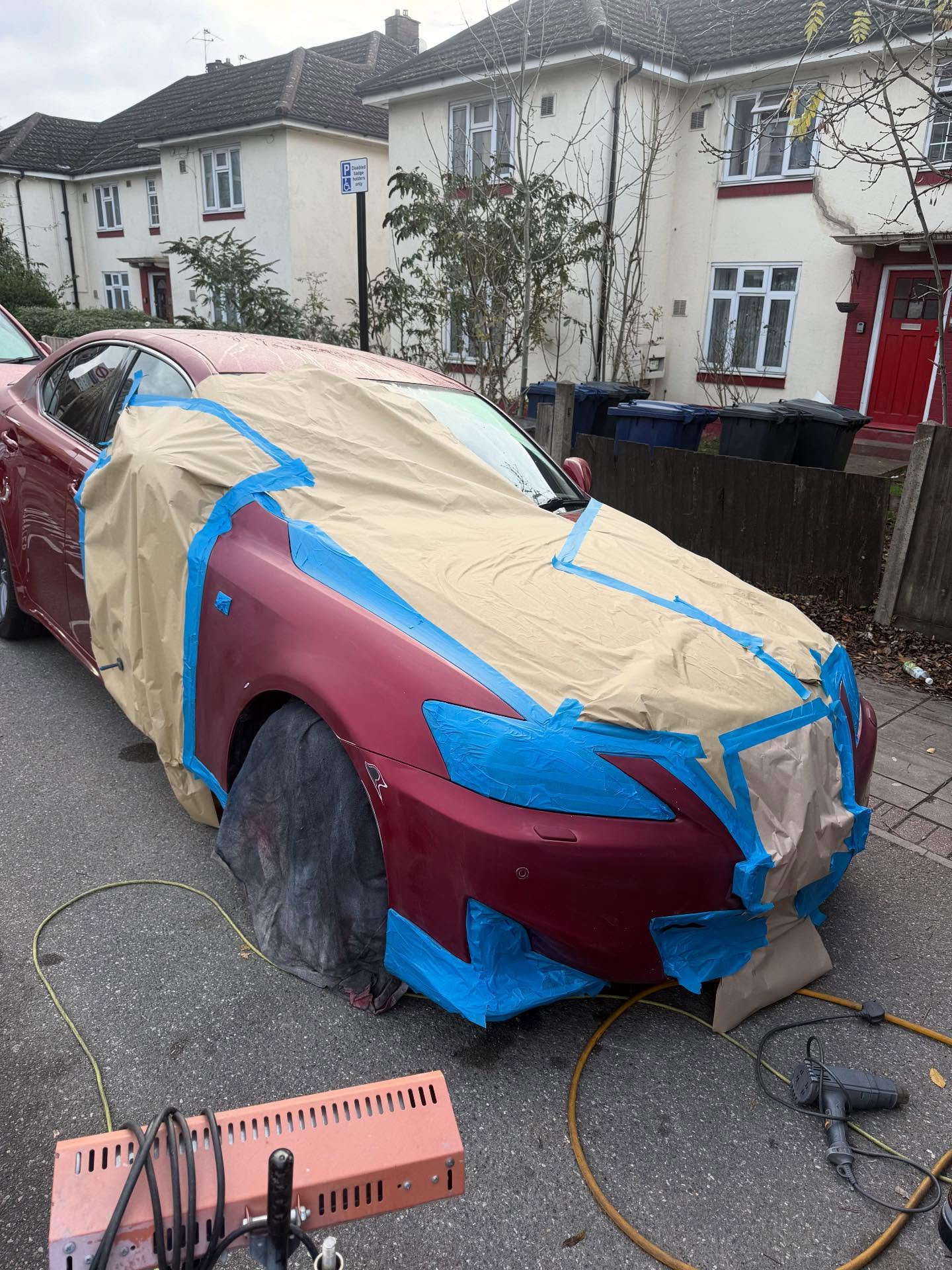 Lexus masked for spray work