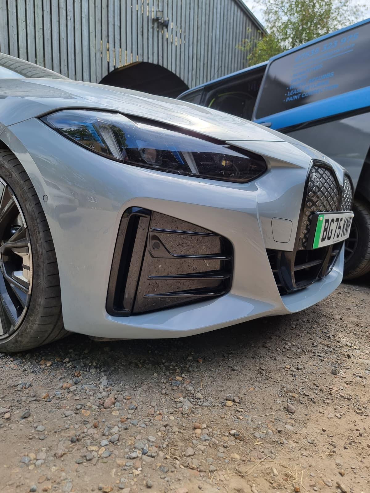 BMW i4 front bumper respray — After