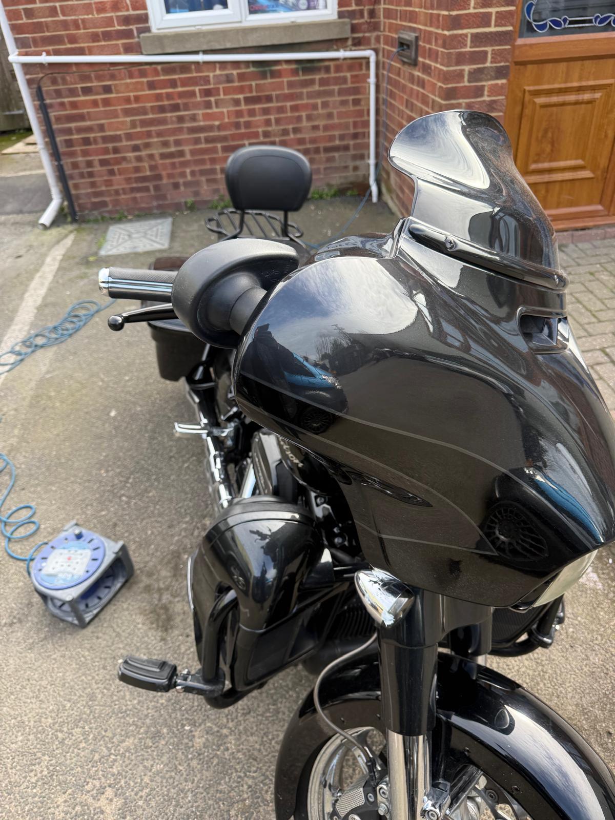 Harley-Davidson fairing scratch repair — After