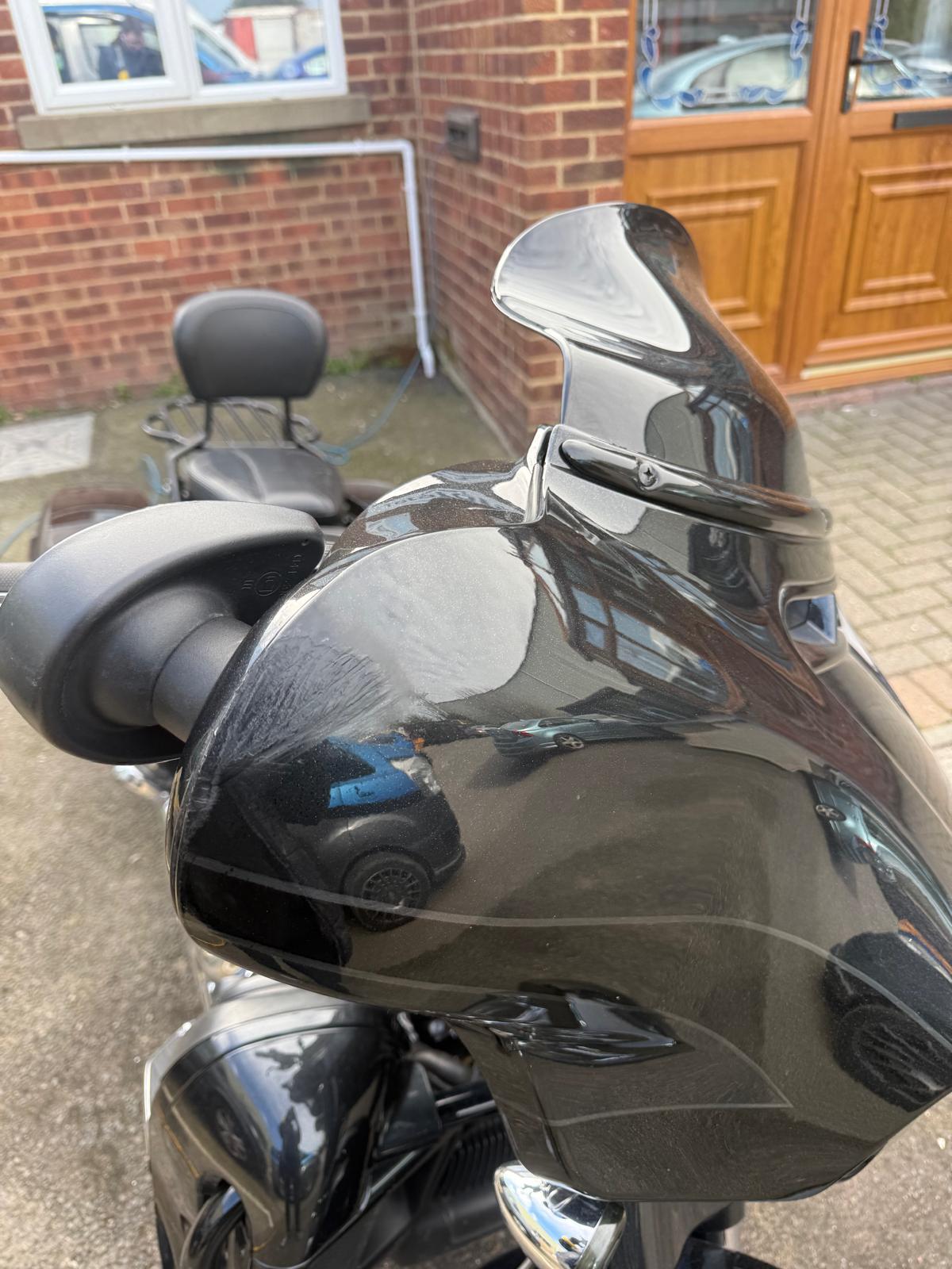 Harley-Davidson fairing scratch repair — Before
