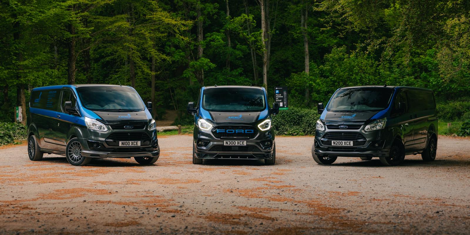Fleet lined up at the forest car park